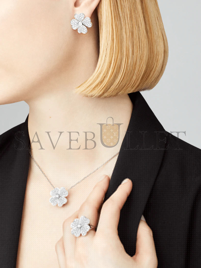 van cleef arpels cosmos earrings, medium model - white gold, Di*m*nd  vcaro68j00