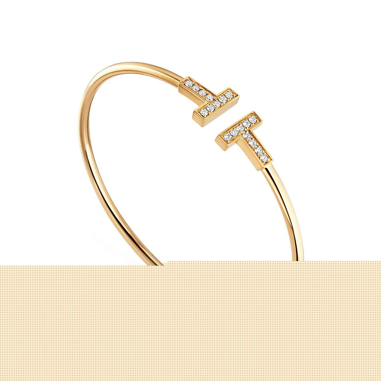 T*f*ny t diamond wire bracelet in 18k gold