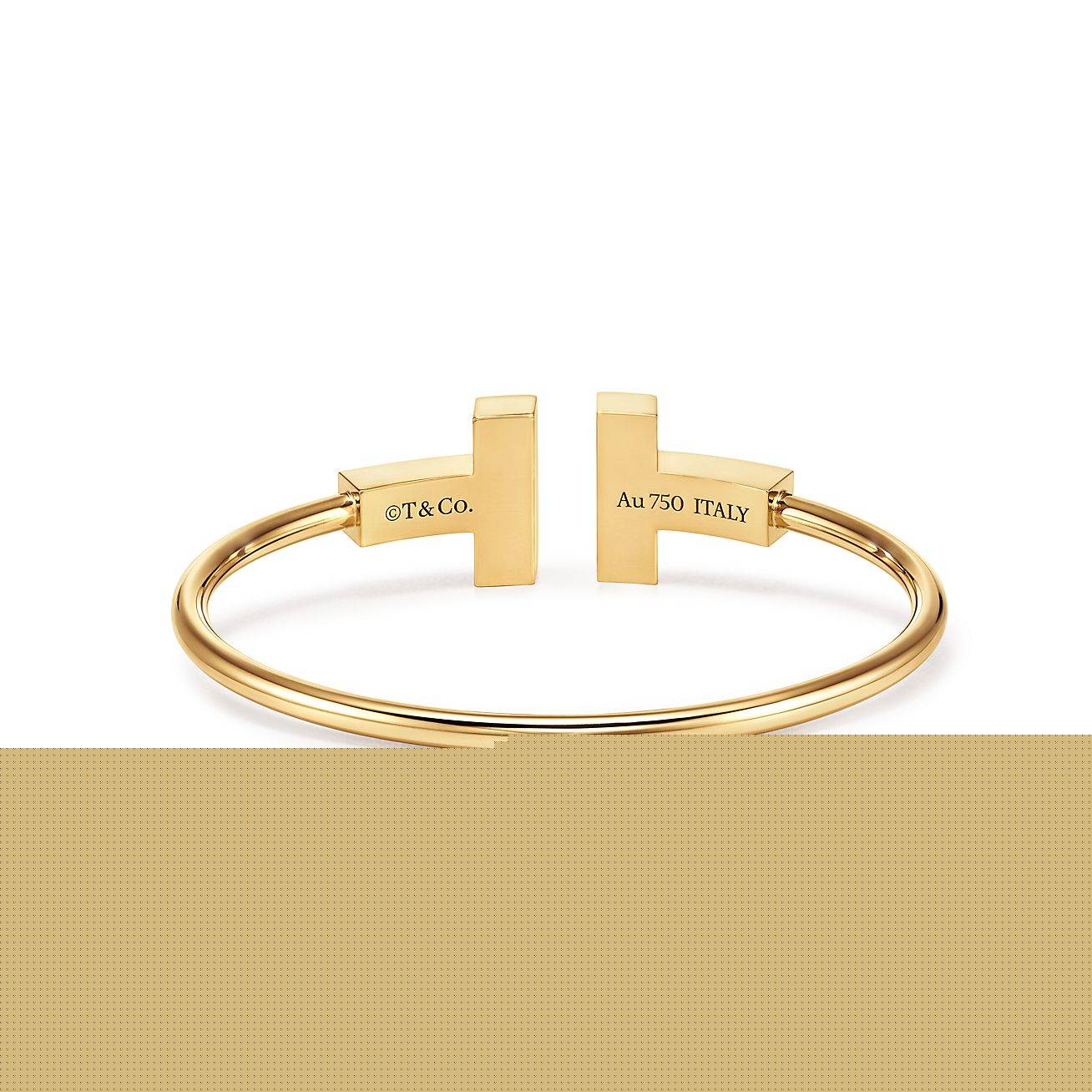 T*f*ny t wide turquoise wire bracelet in 18k gold