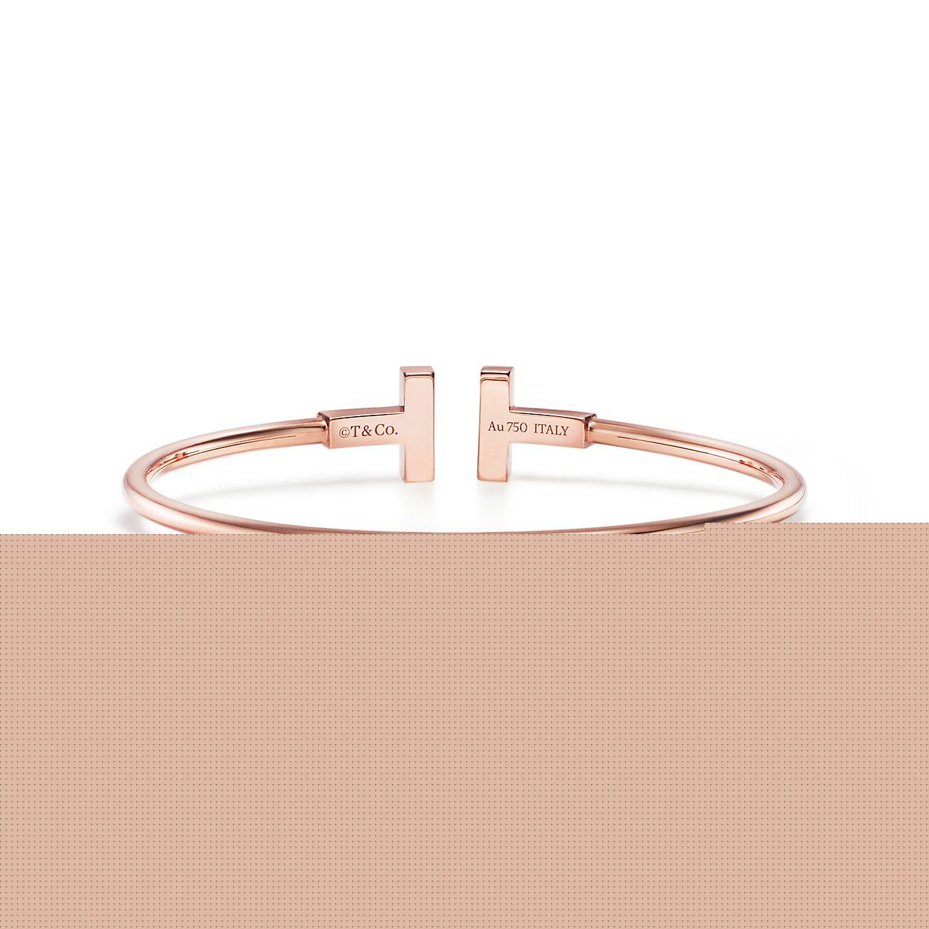 T*f*ny t wire bracelet in rose gold with mother-of-pearl