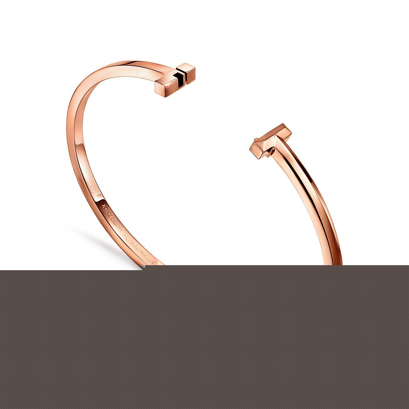 T*f*ny t t1 hinged bangle in rose gold, narrow