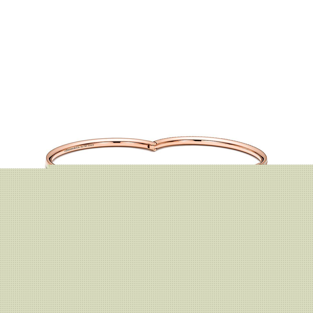 T*f*ny metro three-row hinged bangle in rose gold with diamonds