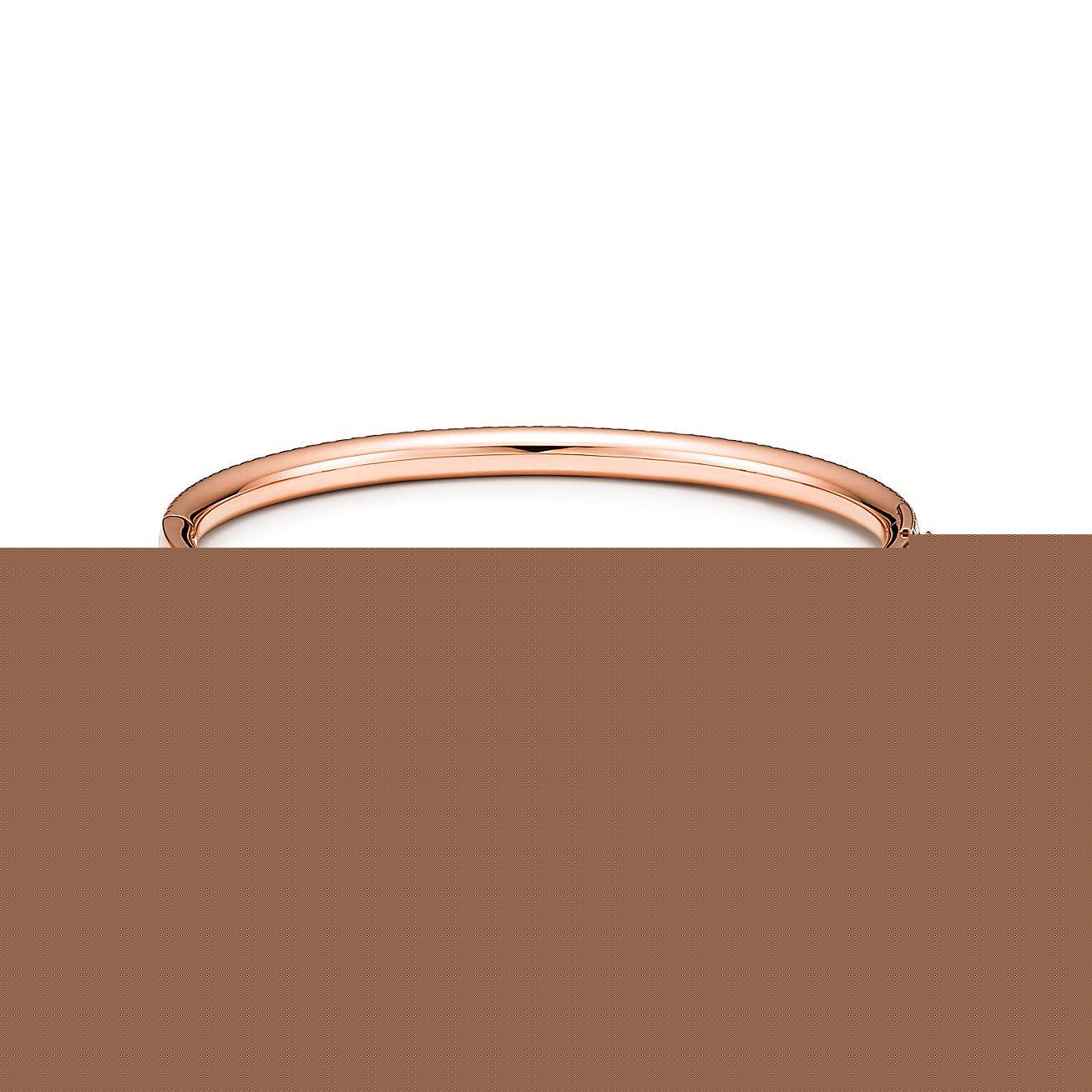 T*f*ny metro three-row hinged bangle in rose gold with diamonds