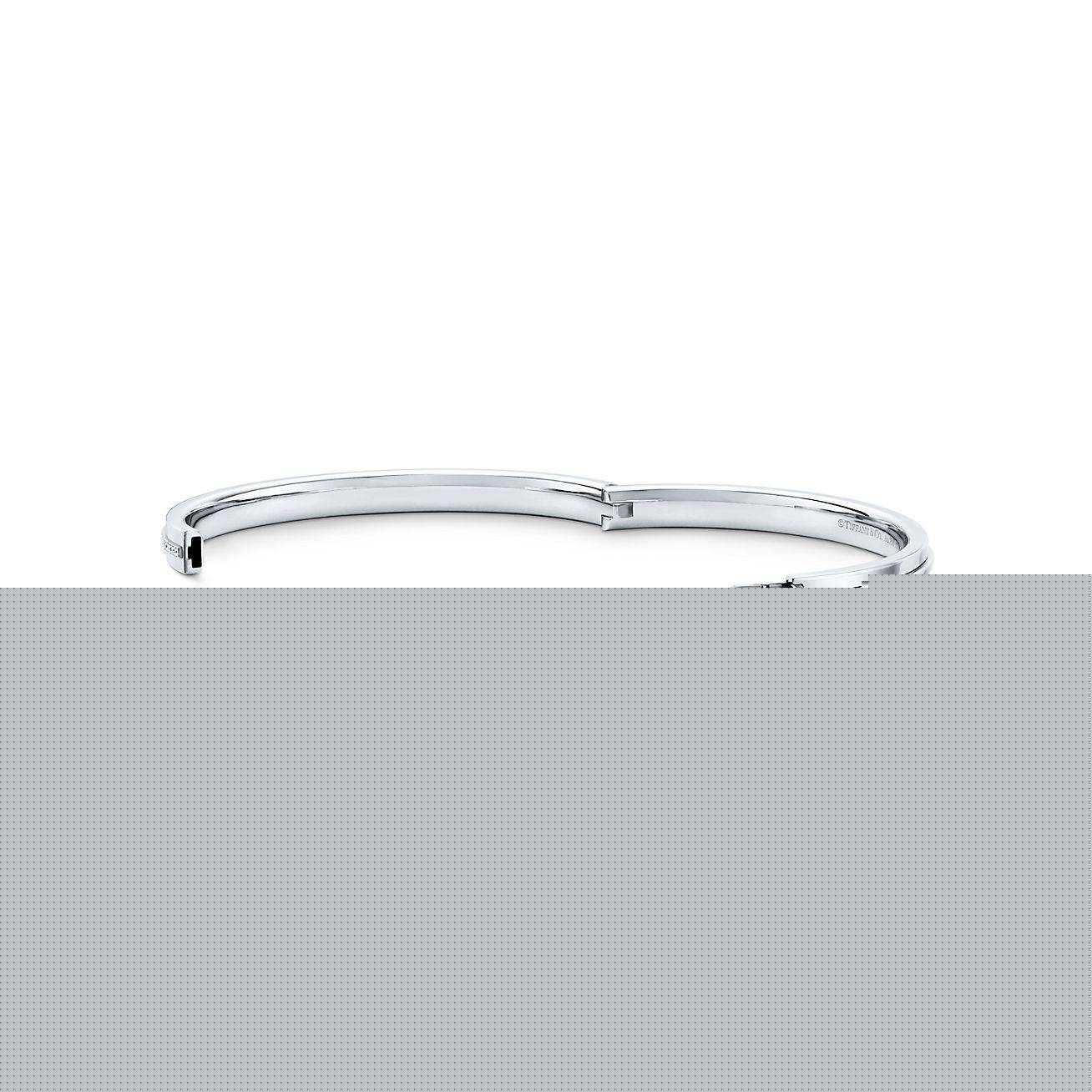 T*f*ny t diamond hinged bangle in 18k white gold