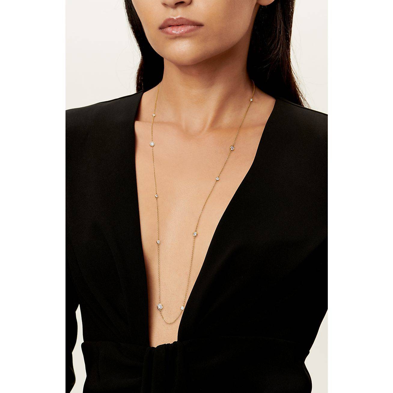 T*f*ny elsa peretti® diamonds by the yard® sprinkle necklace in yellow gold with diamonds