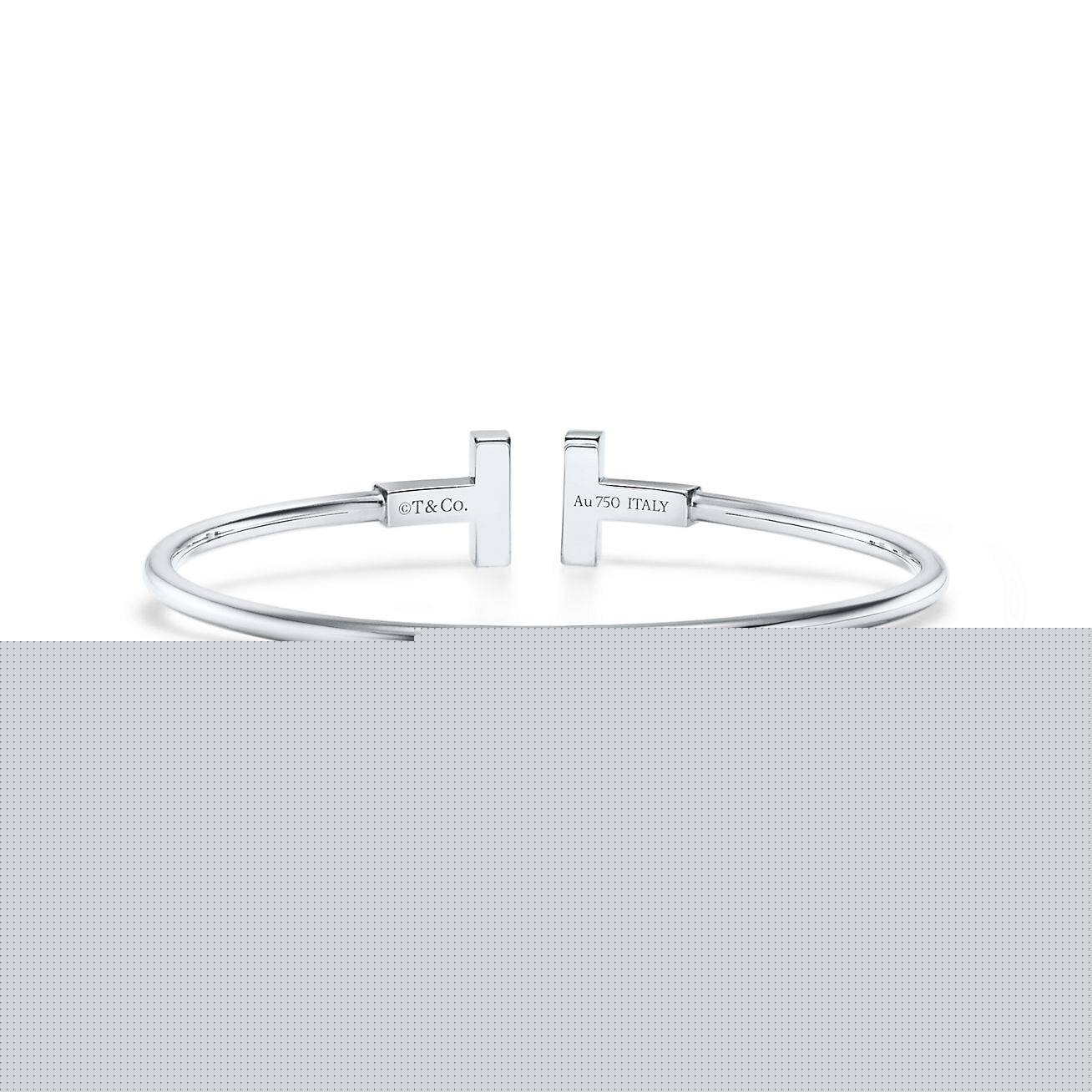 T*f*ny t turquoise wire bracelet in 18k white gold