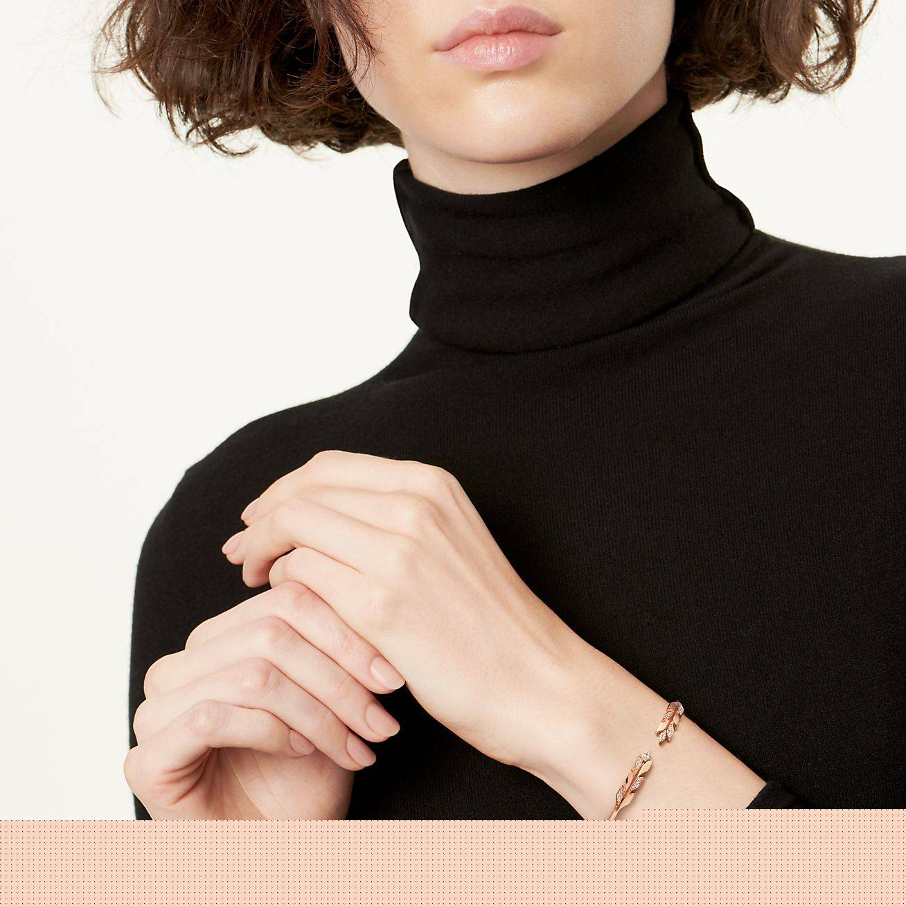 T*f*ny victoria® vine wire bracelet in rose gold with diamonds