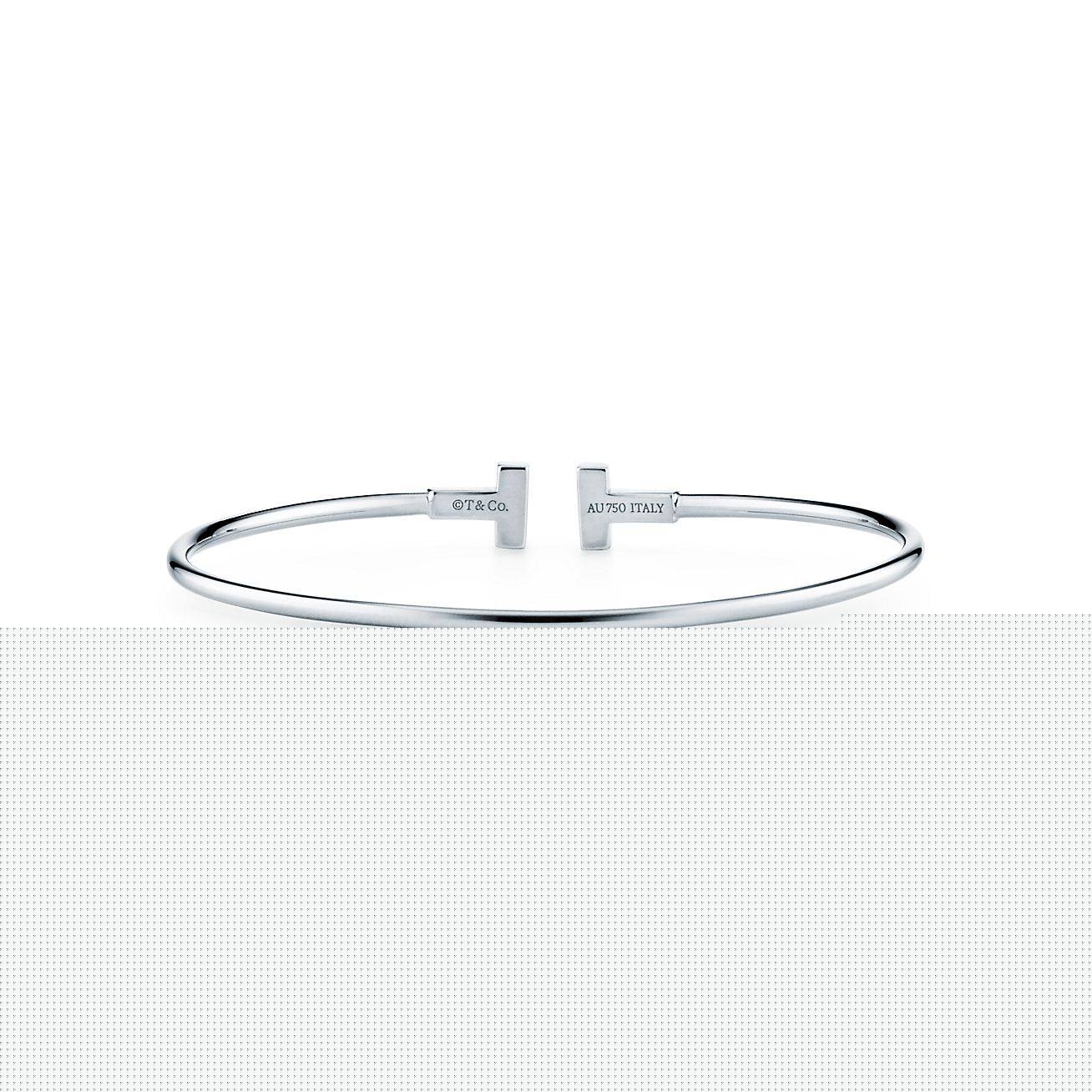 T*f*ny t narrow wire bracelet in 18k white gold