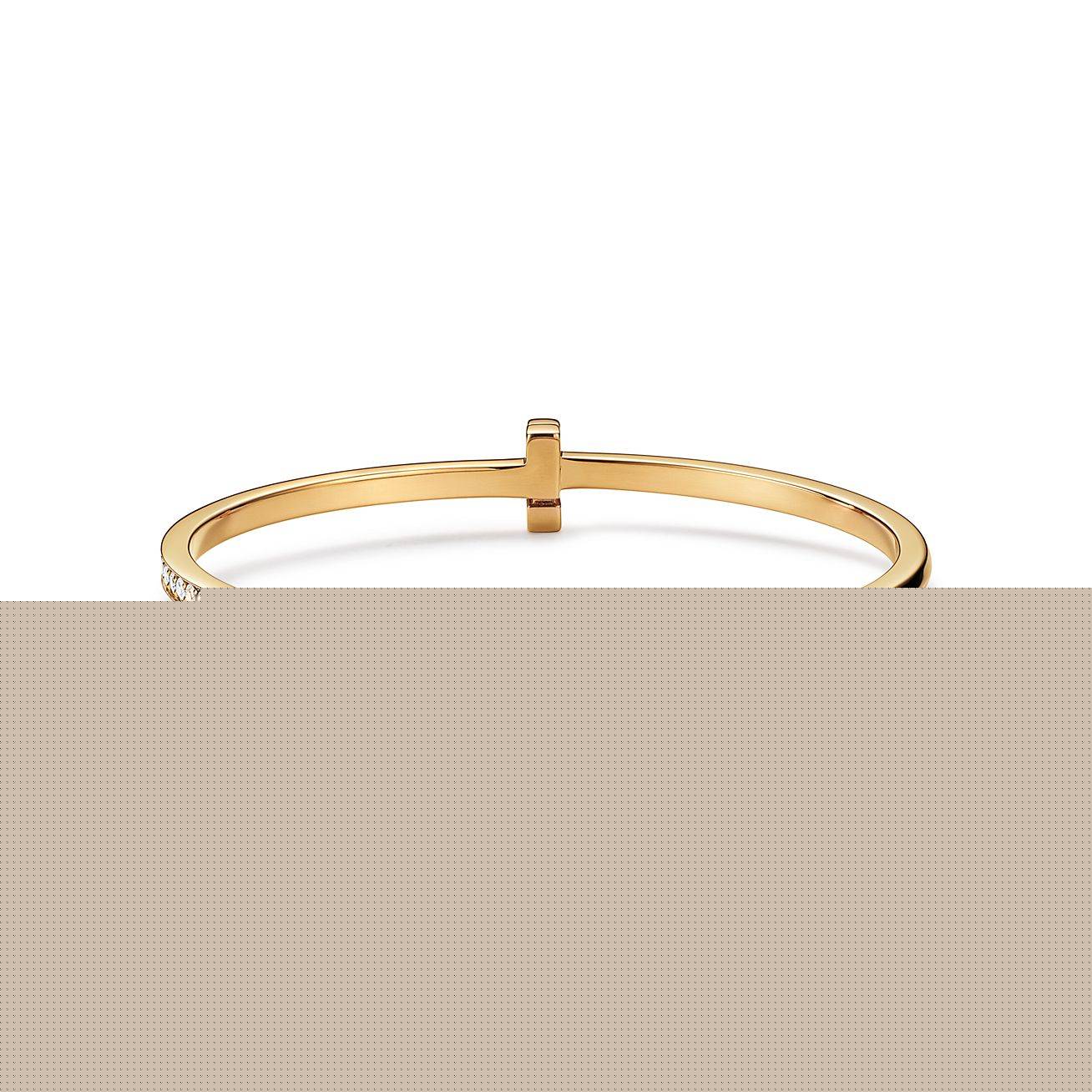 T*f*ny t t1 narrow diamond hinged bangle in 18k gold
