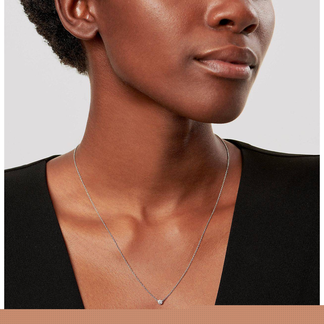 T*f*ny elsa peretti® diamonds by the yard® single diamond pendant in platinum