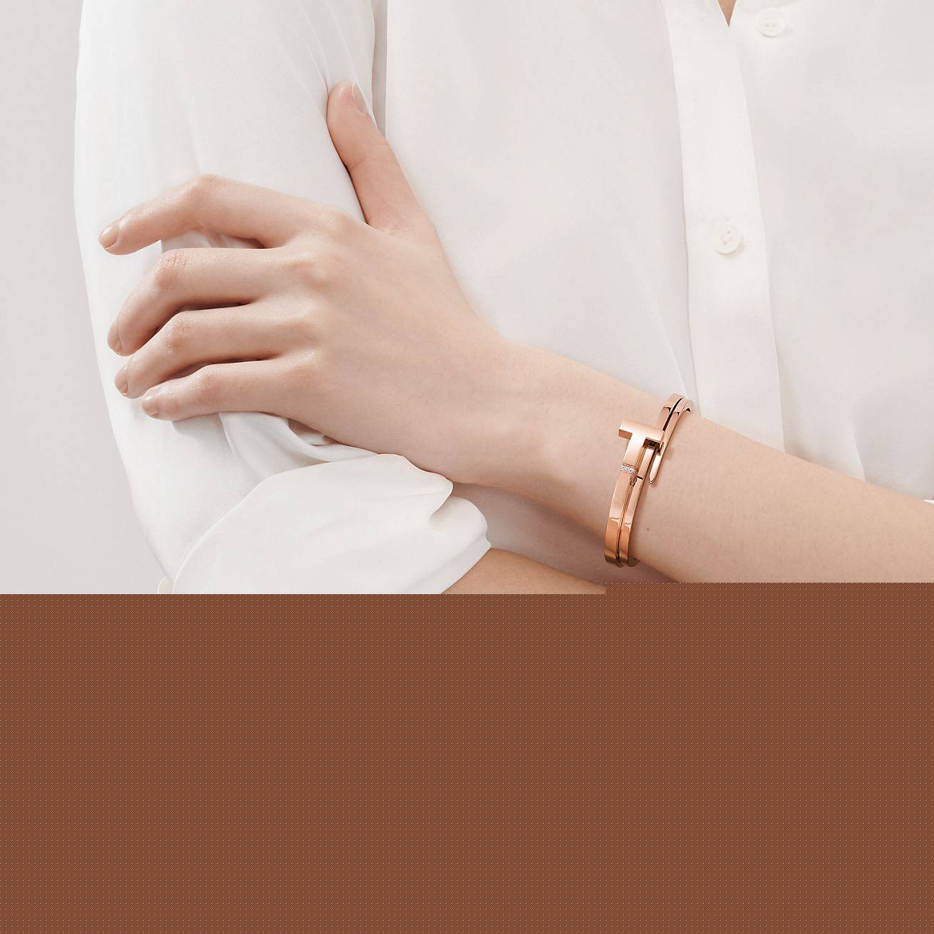 T*f*ny t diamond square wrap bracelet in 18k rose gold