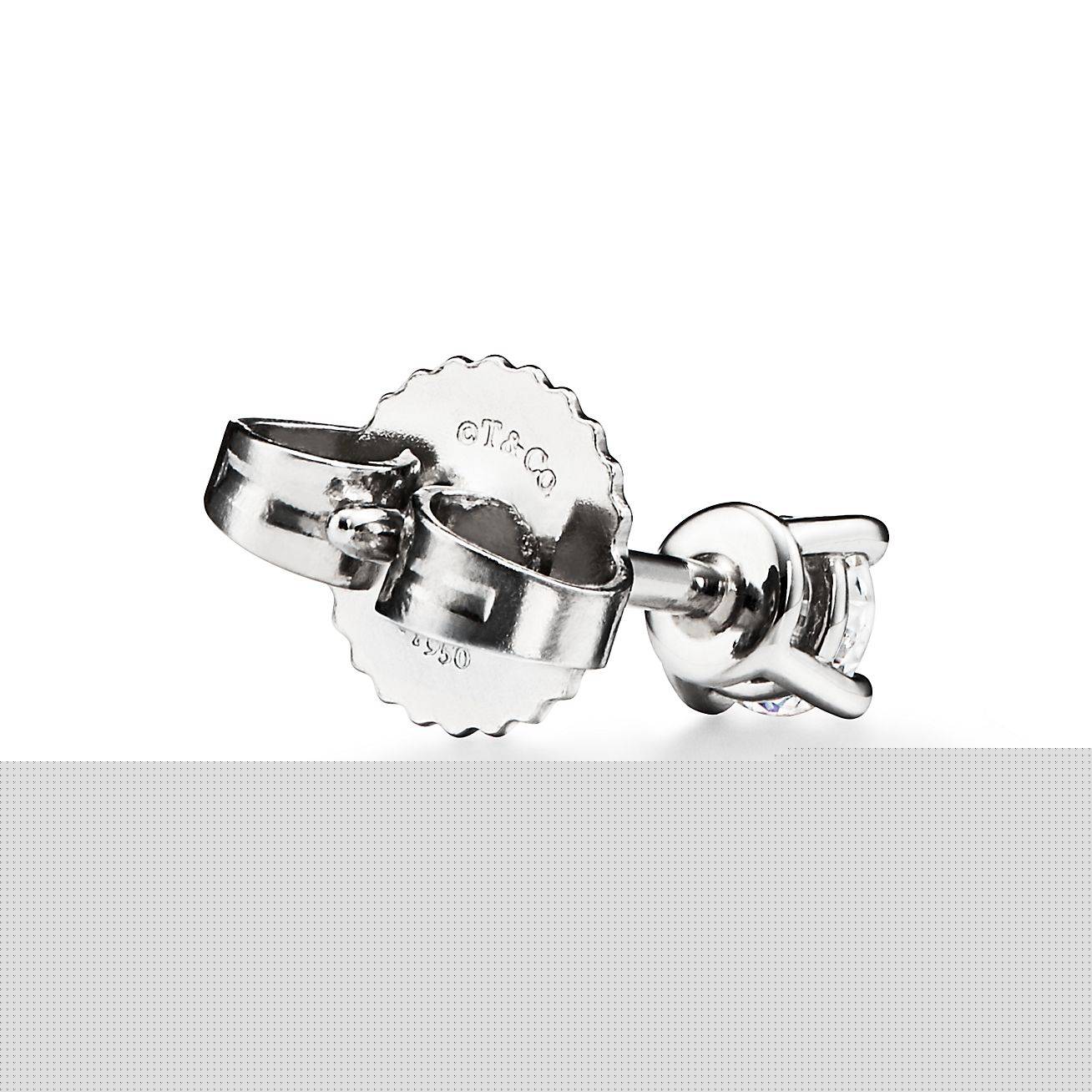 T*f*ny solitaire diamond stud earrings in platinum