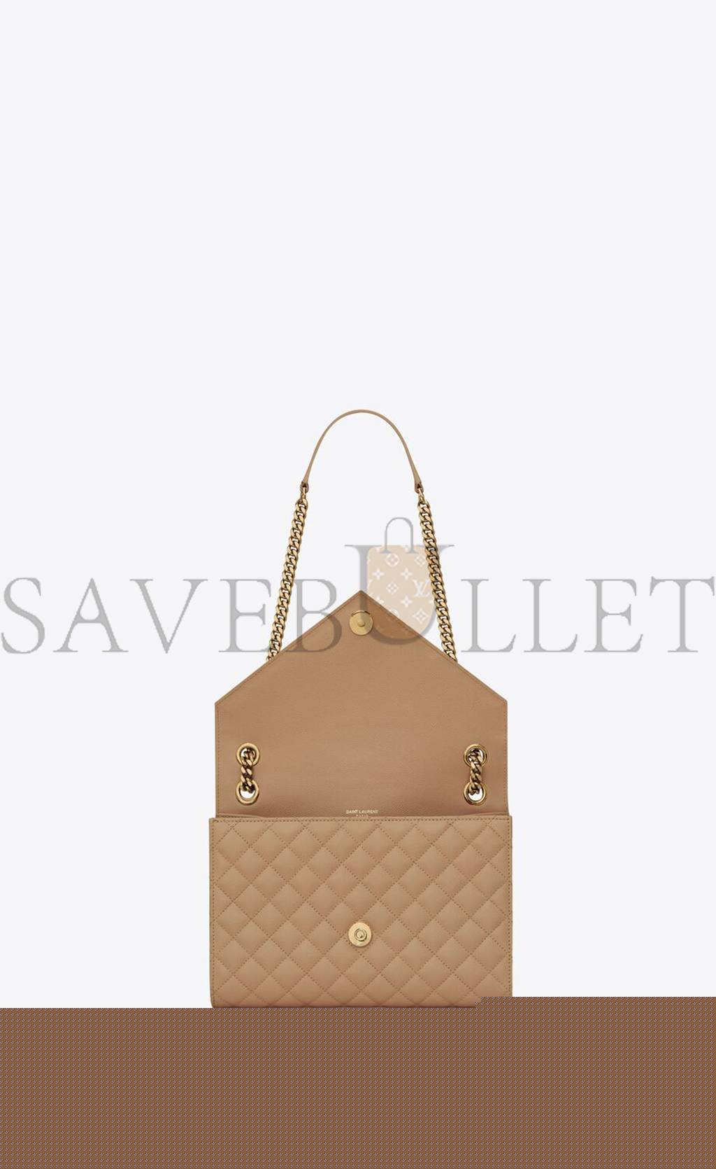 YSL ENVELOPE MEDIUM CHAIN BAG IN MIX MATELASS&EACUTE; GRAIN DE POUDRE EMBOSSED LEATHER 600185BOW912346 (24*17.5*6cm)