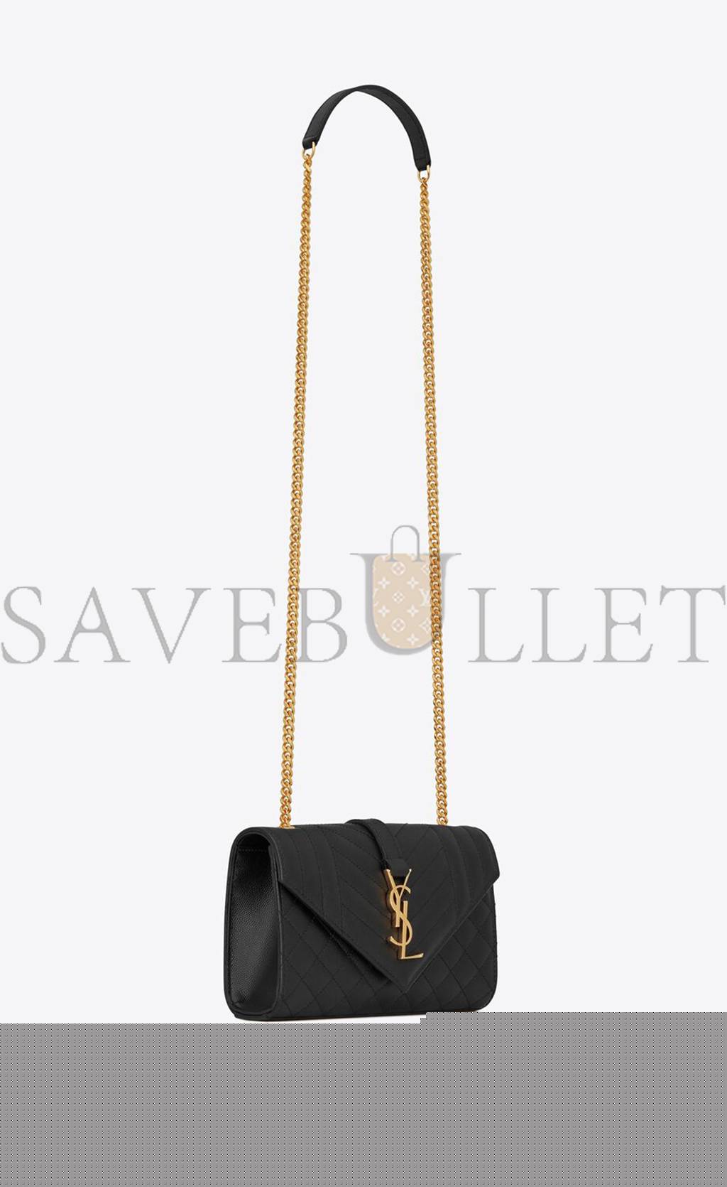 YSL ENVELOPE SMALL BAG IN MIX MATELASSÉ GRAIN DE POUDRE EMBOSSED LEAT 600195BOW911000 (21*13*6cm)