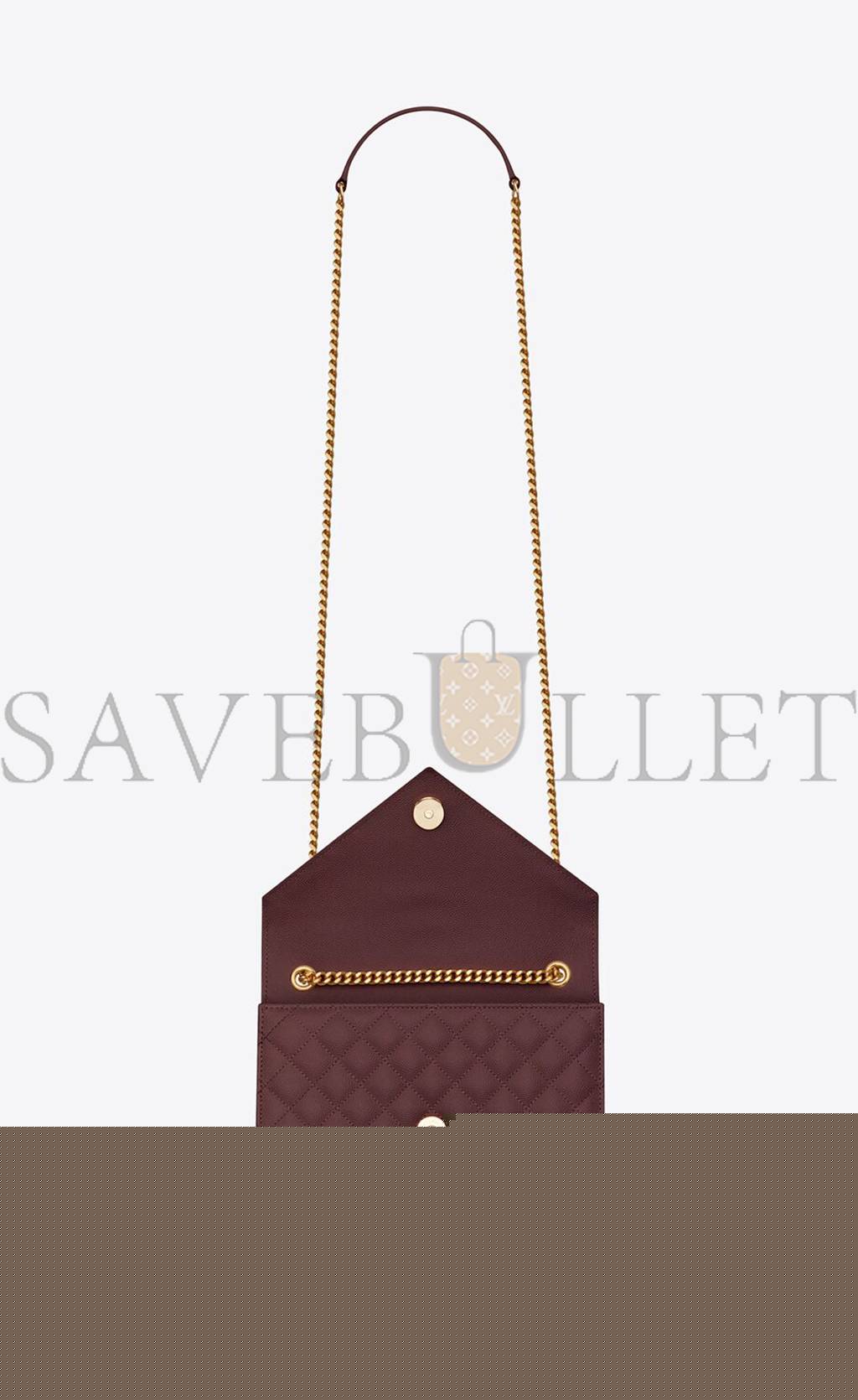 YSL ENVELOPE SMALL BAG IN MIX MATELASSÉ GRAIN DE POUDRE EMBOSSED LEATHER 600195BOW916475 (21*13*6cm)