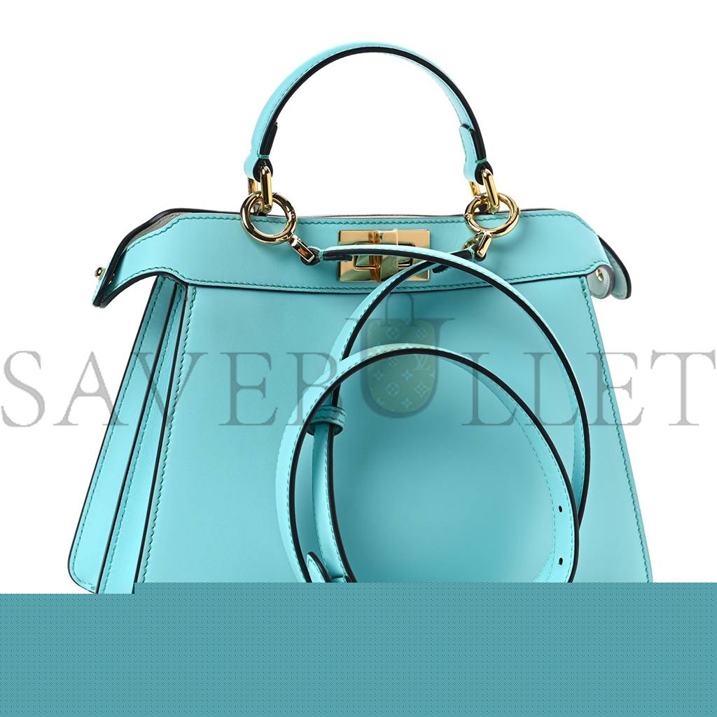 f**di vitello seta shiny nappa bi-color small peekaboo i see u satchel real T*f*ny white (27*20*11cm)